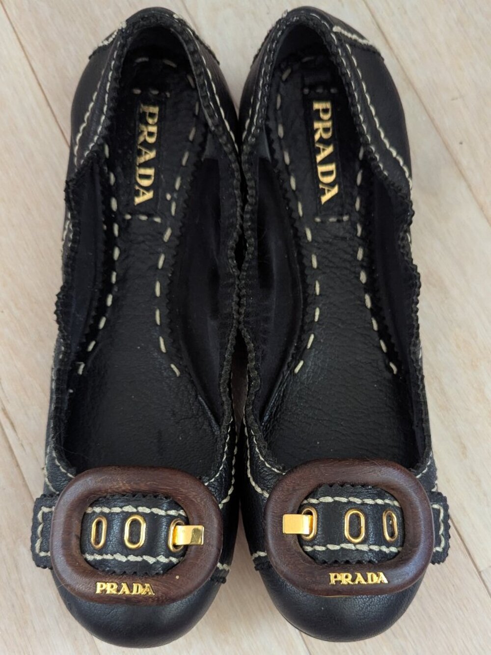 Prada scrunch ballet flats